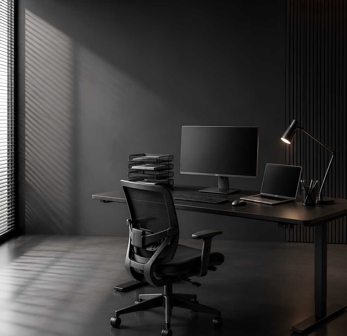 Setup Góc Học Tập Tone Đen Hiện Đại Được Giới Trẻ Yêu Thích